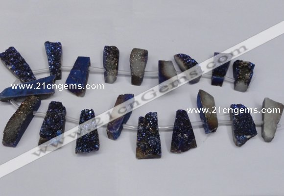 CTD1613 Top drilled 13*25mm - 15*45mm freeform plated druzy quartz beads