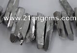 CTD1623 Top drilled 4*15mm - 6*35mm sticks plated quartz beads