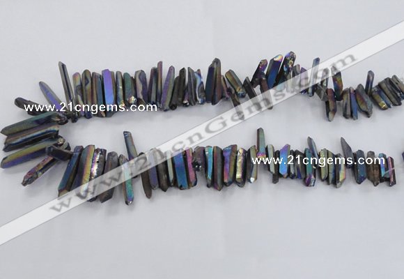 CTD1626 Top drilled 4*15mm - 6*35mm sticks plated quartz beads