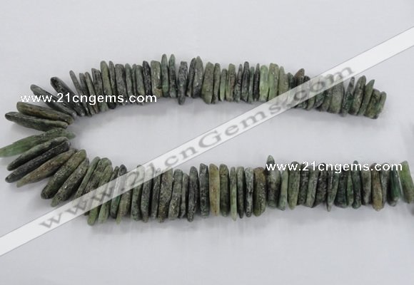 CTD1632 Top drilled 5*20mm - 8*40mm sticks green kyanite beads