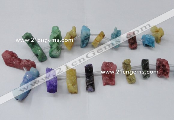 CTD1655 Top drilled 10*20mm - 15*40mm freeform druzy agate beads