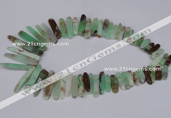 CTD1657 Top drilled 6*20mm - 8*50mm sticks Australia chrysoprase beads