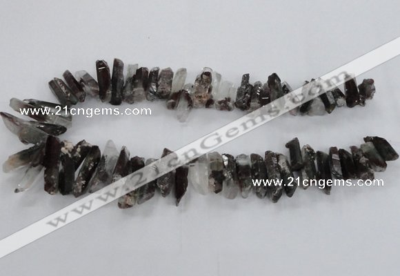 CTD1658 Top drilled 6*15mm - 8*35mm sticks green phantom quartz beads