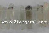 CTD1661 Top drilled 6*18mm - 8*35mm sticks green phantom quartz beads