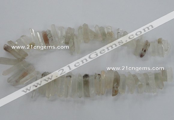 CTD1661 Top drilled 6*18mm - 8*35mm sticks green phantom quartz beads