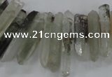 CTD1663 Top drilled 6*18mm - 8*35mm sticks green phantom quartz beads