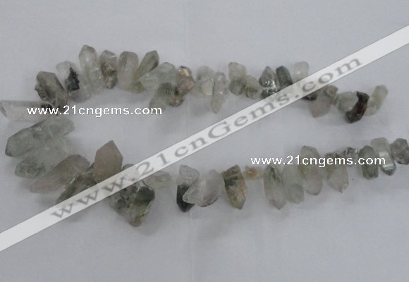 CTD1664 Top drilled 8*15mm - 15*25mm sticks green phantom quartz beads