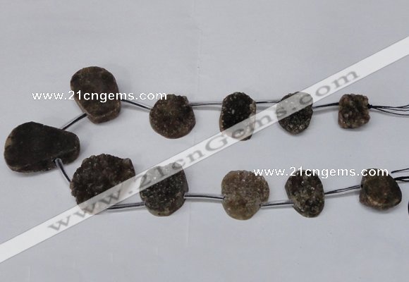 CTD1673 Top drilled 18*25mm - 25*35mm freeform druzy agate beads