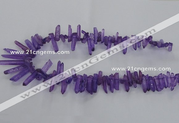 CTD1692 Top drilled 5*15mm - 7*35mm sticks dyed white crystal beads