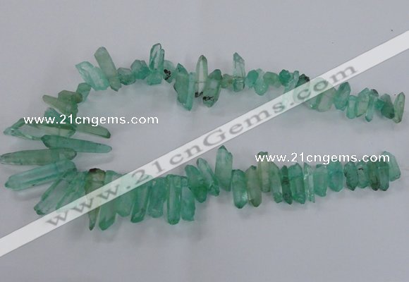 CTD1695 Top drilled 5*15mm - 7*35mm sticks dyed white crystal beads