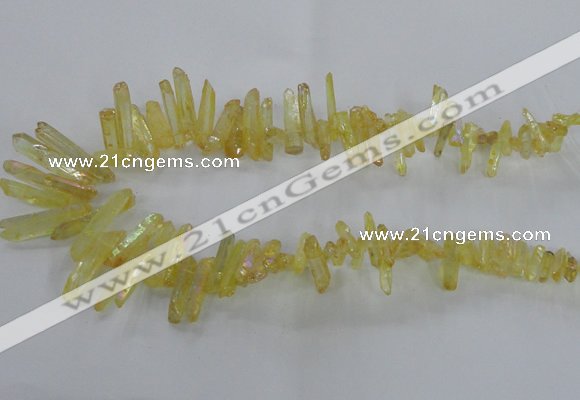 CTD1714 Top drilled 5*10mm - 6*30mm sticks plated white crystal beads