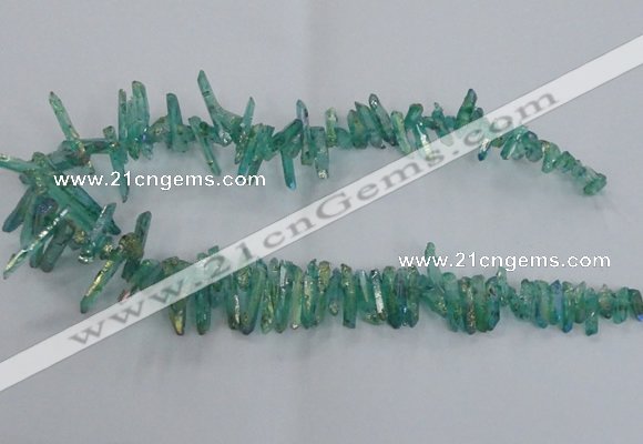 CTD1718 Top drilled 5*10mm - 6*30mm sticks plated white crystal beads