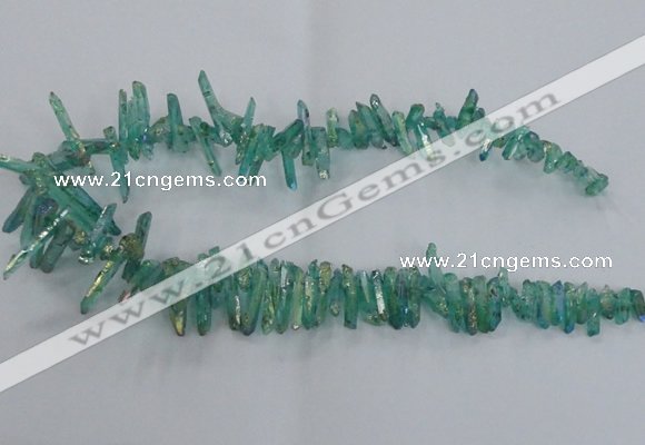 CTD1718 Top drilled 5*10mm - 6*30mm sticks plated white crystal beads