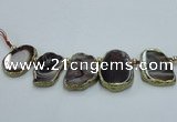 CTD1725 Top drilled 25*35mm - 25*45mm freeform Botswana agate slab beads