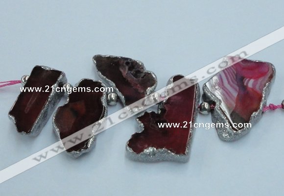 CTD1729 Top drilled 25*35mm - 30*45mm freeform agate slab beads