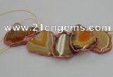 CTD1739 Top drilled 25*35mm - 35*50mm freeform agate slab beads