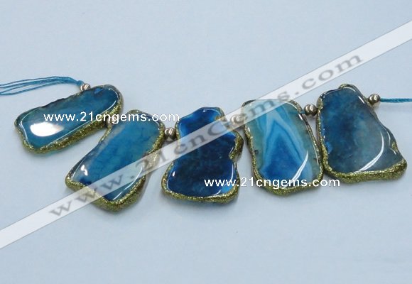 CTD1765 Top drilled 20*40mm - 35*55mm freeform agate slab beads