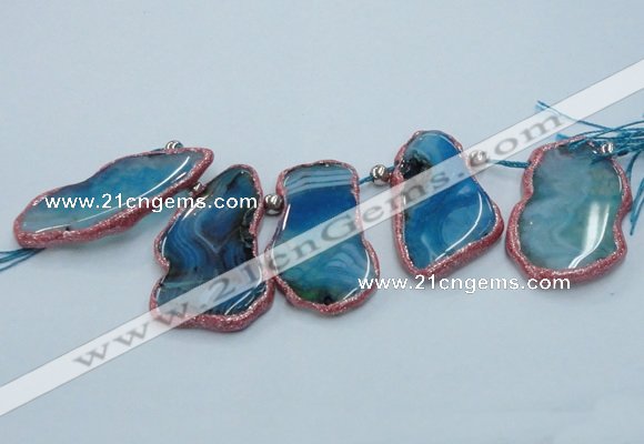 CTD1766 Top drilled 20*40mm - 35*55mm freeform agate slab beads