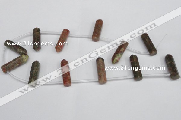 CTD1807 Top drilled 10*30mm - 10*32mm sticks unakite beads