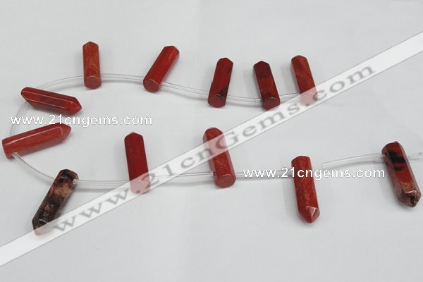 CTD1809 Top drilled 10*30mm - 10*32mm sticks red jasper beads