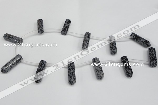 CTD1813 Top drilled 10*30mm - 10*32mm sticks snowflake obsidian beads