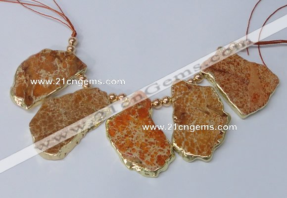 CTD1901 Top drilled 25*30mm - 35*45mm freeform sediment jasper beads