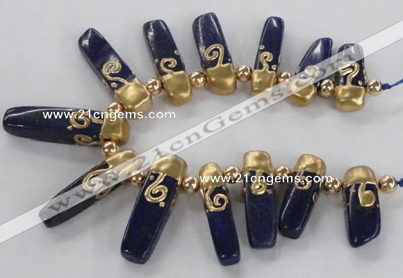 CTD1919 Top drilled 8*20mm - 10*35mm sticks lapis lazuli gemstone beads