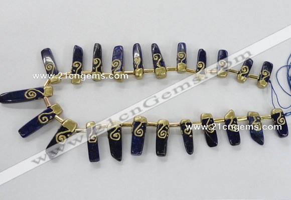 CTD1927 Top drilled 8*20mm - 10*35mm sticks lapis lazuli beads