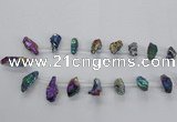 CTD1938 Top drilled 12*20mm - 25*35mm nuggets plated amethyst beads