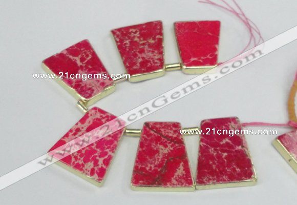 CTD1952 Top drilled 30*40mm - 35*45mm trapezoid sea sediment jasper beads