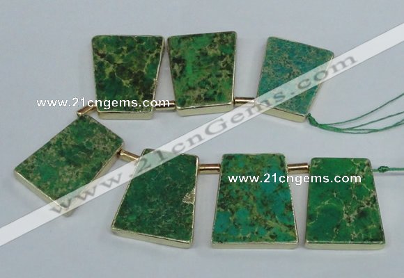 CTD1955 Top drilled 30*40mm - 35*45mm trapezoid sea sediment jasper beads