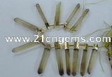 CTD1967 Top drilled 6*50mm - 10*60mm sticks lemon quartz beads