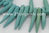 CTD2037 Top drilled 5*15mm - 6*40mm sticks turquoise beads