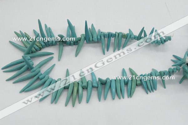 CTD2037 Top drilled 5*15mm - 6*40mm sticks turquoise beads