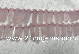 CTD2114 Top drilled 10*25mm - 12*45mm sticks rose quartz beads