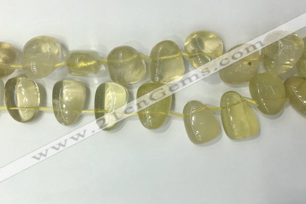 CTD2142 Top drilled 15*25mm - 18*25mm freeform lemon quartz beads