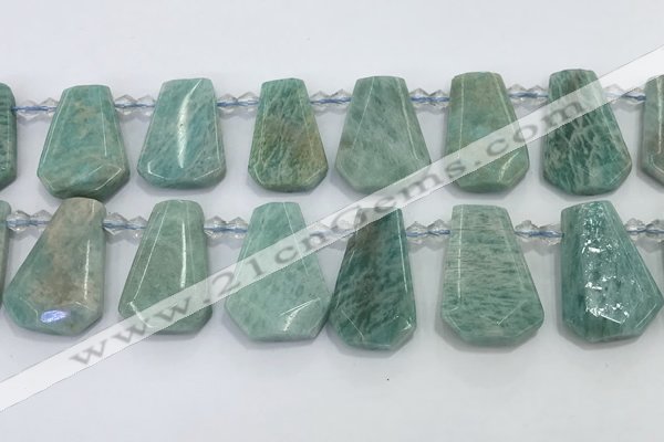 CTD2269 Top drilled 16*28mm - 20*30mm faceted freeform amazonite beads