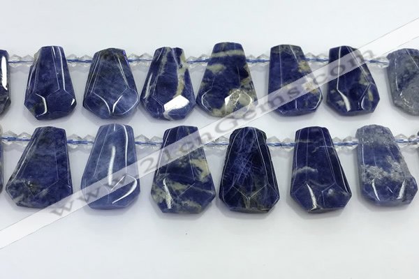 CTD2270 Top drilled 16*28mm - 20*30mm faceted freeform sodalite beads