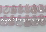 CTD2271 Top drilled 16*28mm - 20*30mm faceted freeform rose quartz beads