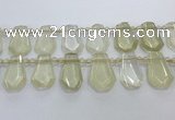 CTD2272 Top drilled 16*28mm - 20*30mm faceted freeform lemon quartz beads