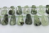 CTD2273 16*28mm - 20*30mm faceted freeform green rutilated quartz beads