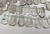 CTD2274 Top drilled 16*28mm - 20*30mm faceted freeform smoky quartz beads