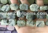 CTD2283 Top drilled 15*20mm - 17*23mm freeform green rutilated quartz beads