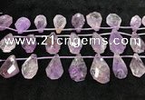 CTD2302 Top drilled 16*22mm - 25*35mm faceted nuggets amethyst beads