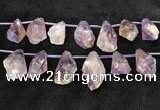 CTD2303 Top drilled 20*25mm - 25*45mm faceted nuggets amethyst beads