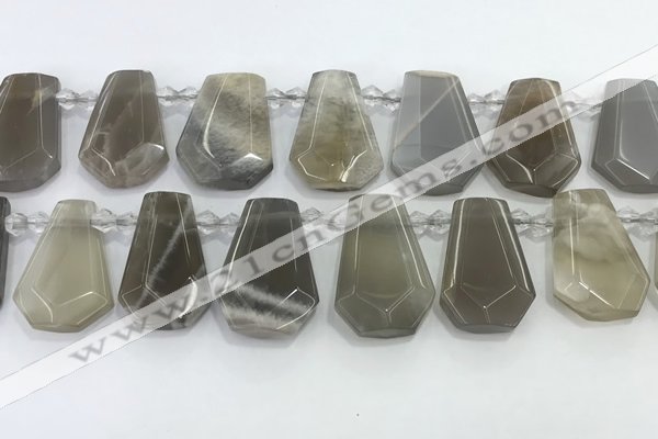 CTD2334 Top drilled 16*18mm - 20*30mm faceted freeform moonstone beads
