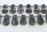 CTD2352 Top drilled 16*18mm - 20*30mm freeform moss quartz beads