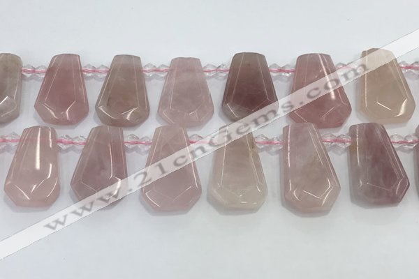 CTD2357 Top drilled 16*18mm - 20*30mm freeform Madagascar rose quartz beads