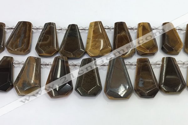 CTD2365 Top drilled 16*18mm - 20*30mm faceted freeform tiger eye beads