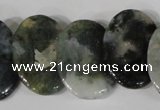 CTD24 Top drilled 20*30mm oval moss agate beads wholesale